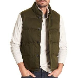 Banana Republic Vest Mens Medium Green Twill Wet Moss Full Zip Button Casual